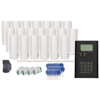 ZESTAW WIDEODOMOFONOWY CYFROWY PROEL KDC3905V CZARNY + 20x PC-512V + HDR-30-24 + 4x RV4/6EL